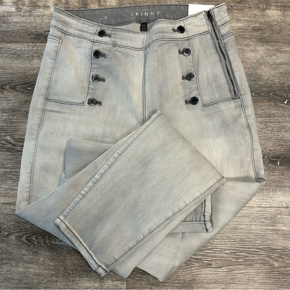 WHBM High-Rise Sailor Button Skinny Jeans Size 4 - Picture 5 of 11